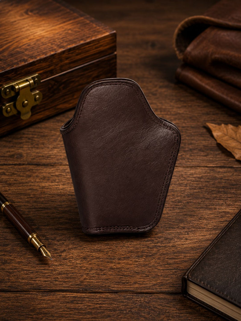 Genuine Leather Pistol Case With Belt Clip At Back
