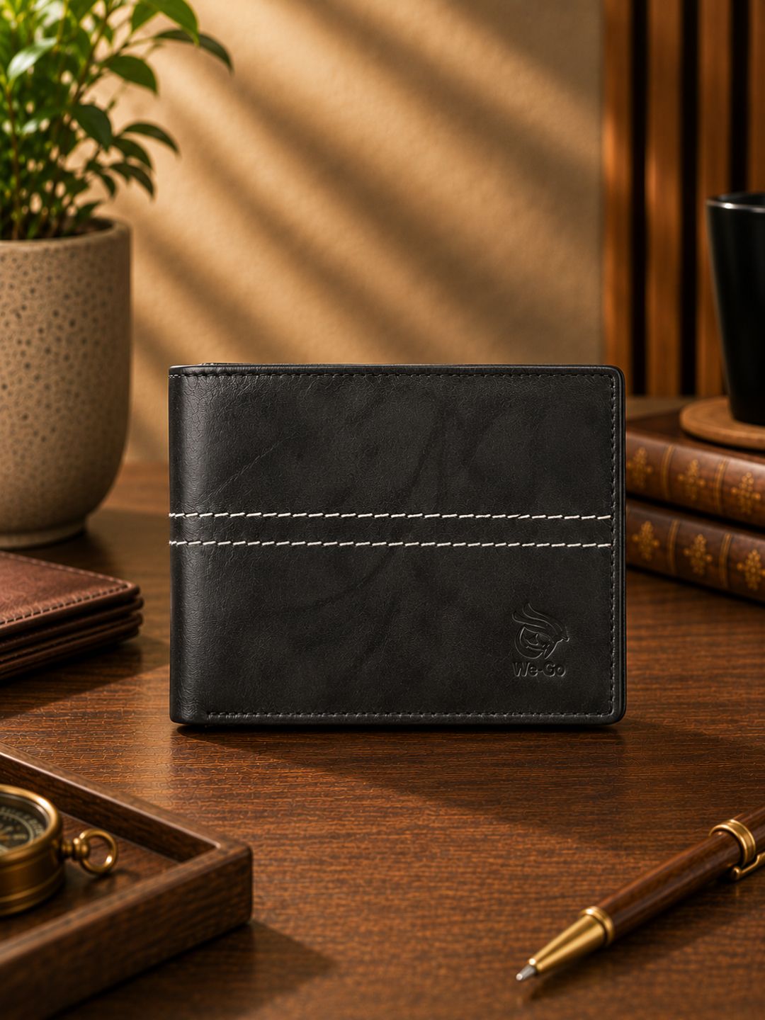 Genuine Leather , Centre Stitch Detail , Men Leather Wallet