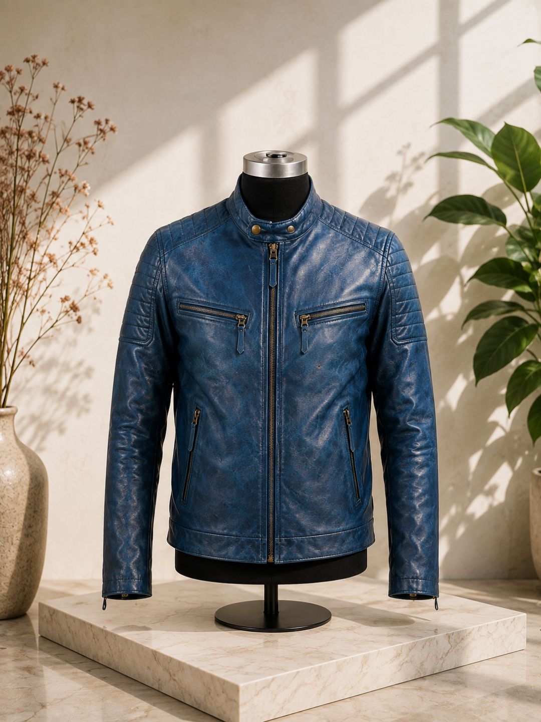 Two Tone Genuine Leather , Men's Leather Jacket