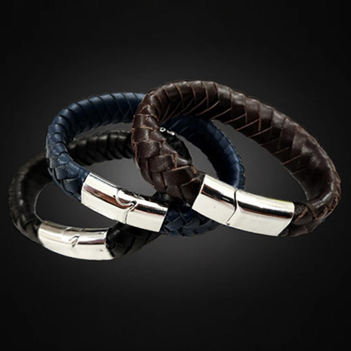 3 Combo Genuine Leather Bracelet With Magnet Closure