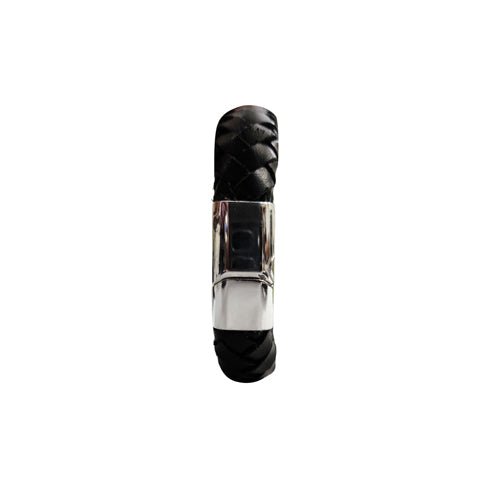 Genuine Leather Bracelet With Magnet Closure - Black