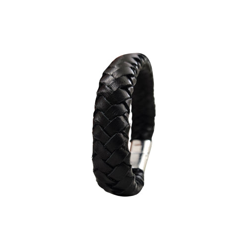 Genuine Leather Bracelet With Magnet Closure - Black