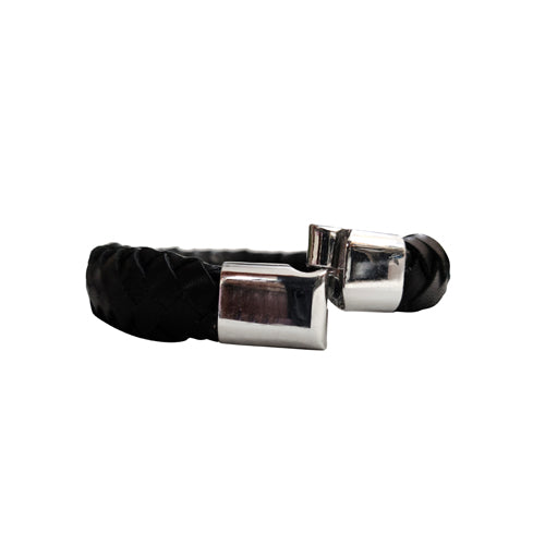 Genuine Leather Bracelet With Magnet Closure - Black