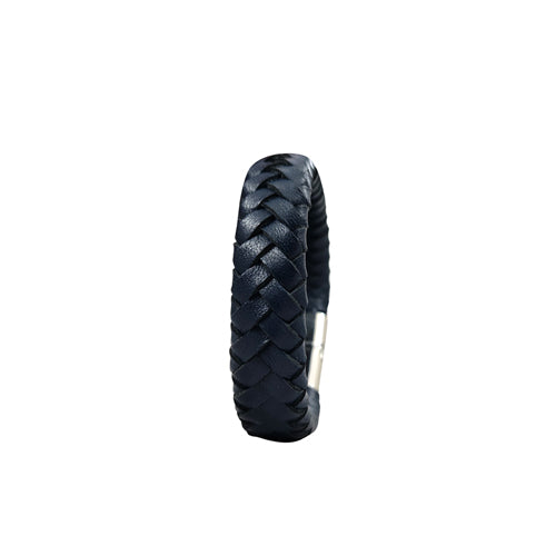 Genuine Leather Bracelet With Magnet Closure-Blue
