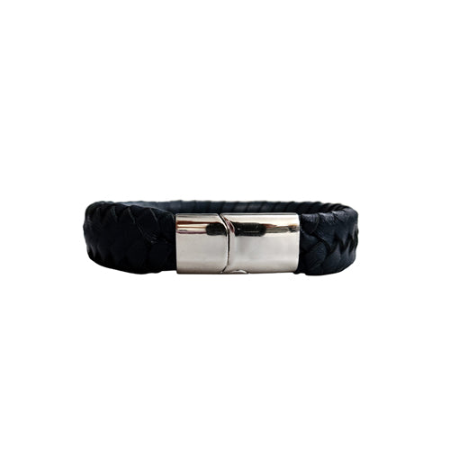 Genuine Leather Bracelet With Magnet Closure-Blue