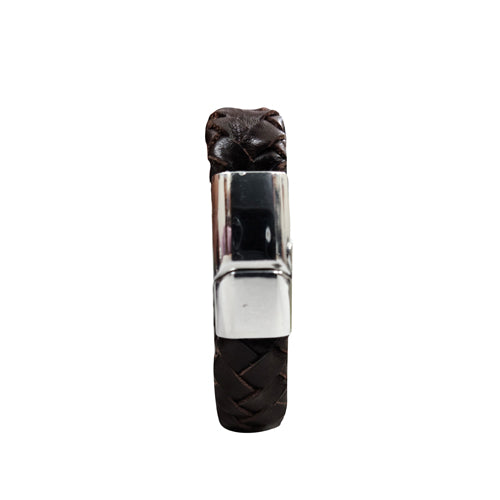 Genuine Leather Bracelet With Magnet Closure-Brown