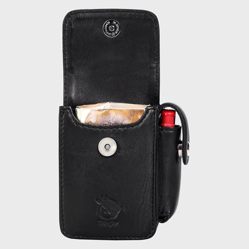 Cigrette Case , Genuine Leather With Lighter Holder , Can Attach With Your Belt Too