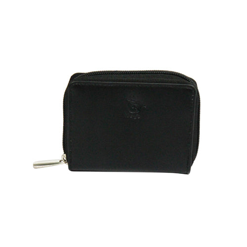 GENUINE LEATHER ZIP CLOSURE CARD CASE FOR ACCOMODATING MULTIPLE CARDS