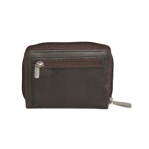 GENUINE LEATHER ZIP CLOSURE CARD CASE FOR ACCOMODATING MULTIPLE CARDS