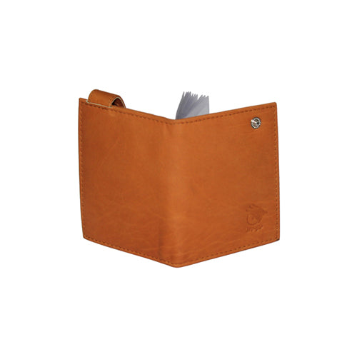 GENUINE LEATHER BOOKFOLD CARD CASE WITH SNAP CLOSURE