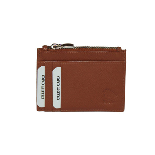 GENUINE LEATHER CARD CASE WITH ZIP POUCH