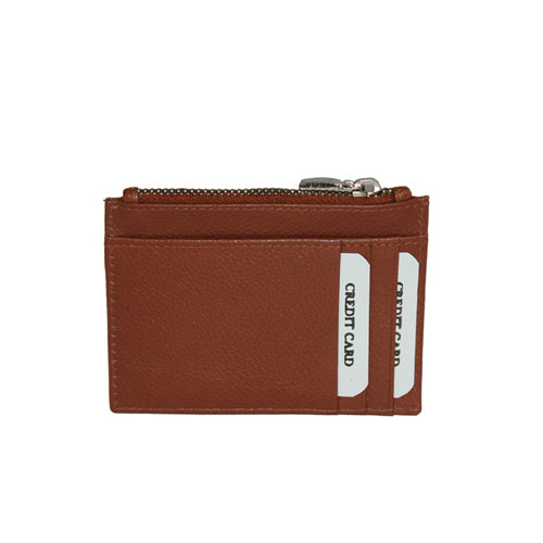 GENUINE LEATHER CARD CASE WITH ZIP POUCH