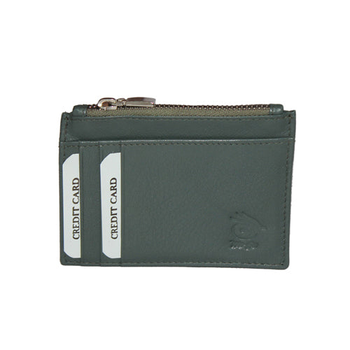 GENUINE LEATHER CARD CASE WITH ZIP POUCH