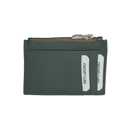 GENUINE LEATHER CARD CASE WITH ZIP POUCH
