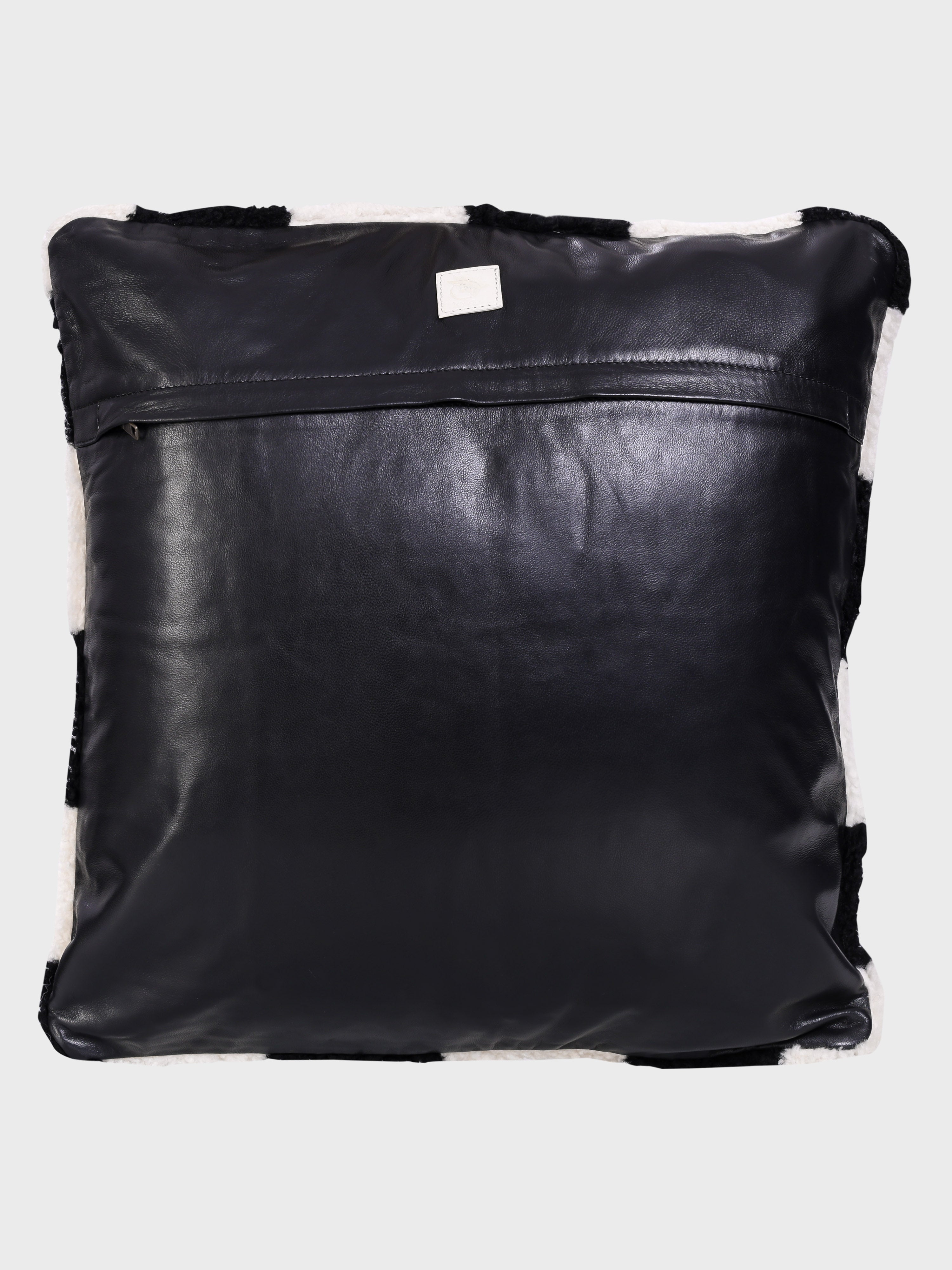 Front - Genuine Fur , Patchwork , Back - Genuine Leather , Luxurious Cushion Cover With Cushion