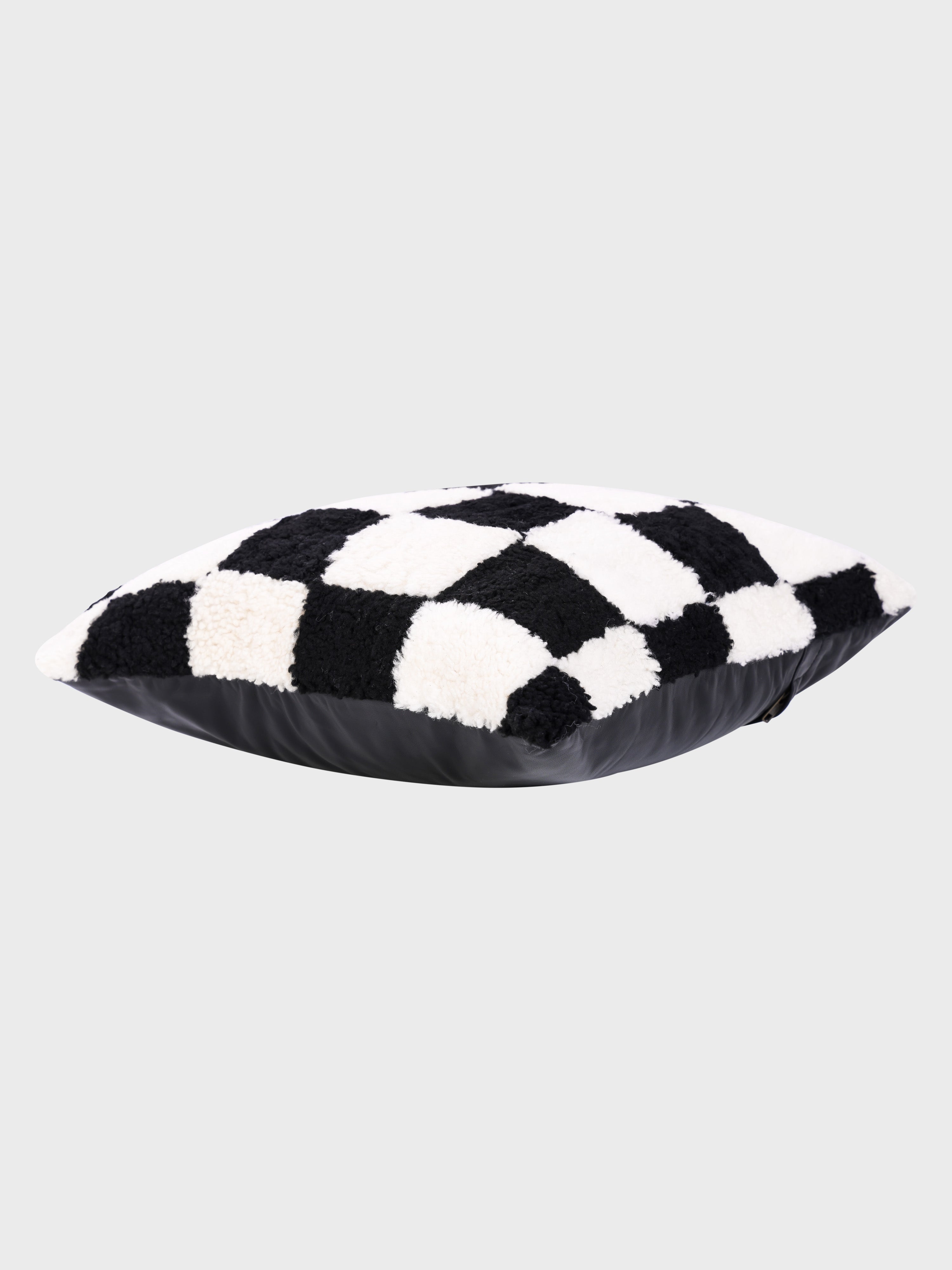 Front - Genuine Fur , Patchwork , Back - Genuine Leather , Luxurious Cushion Cover With Cushion