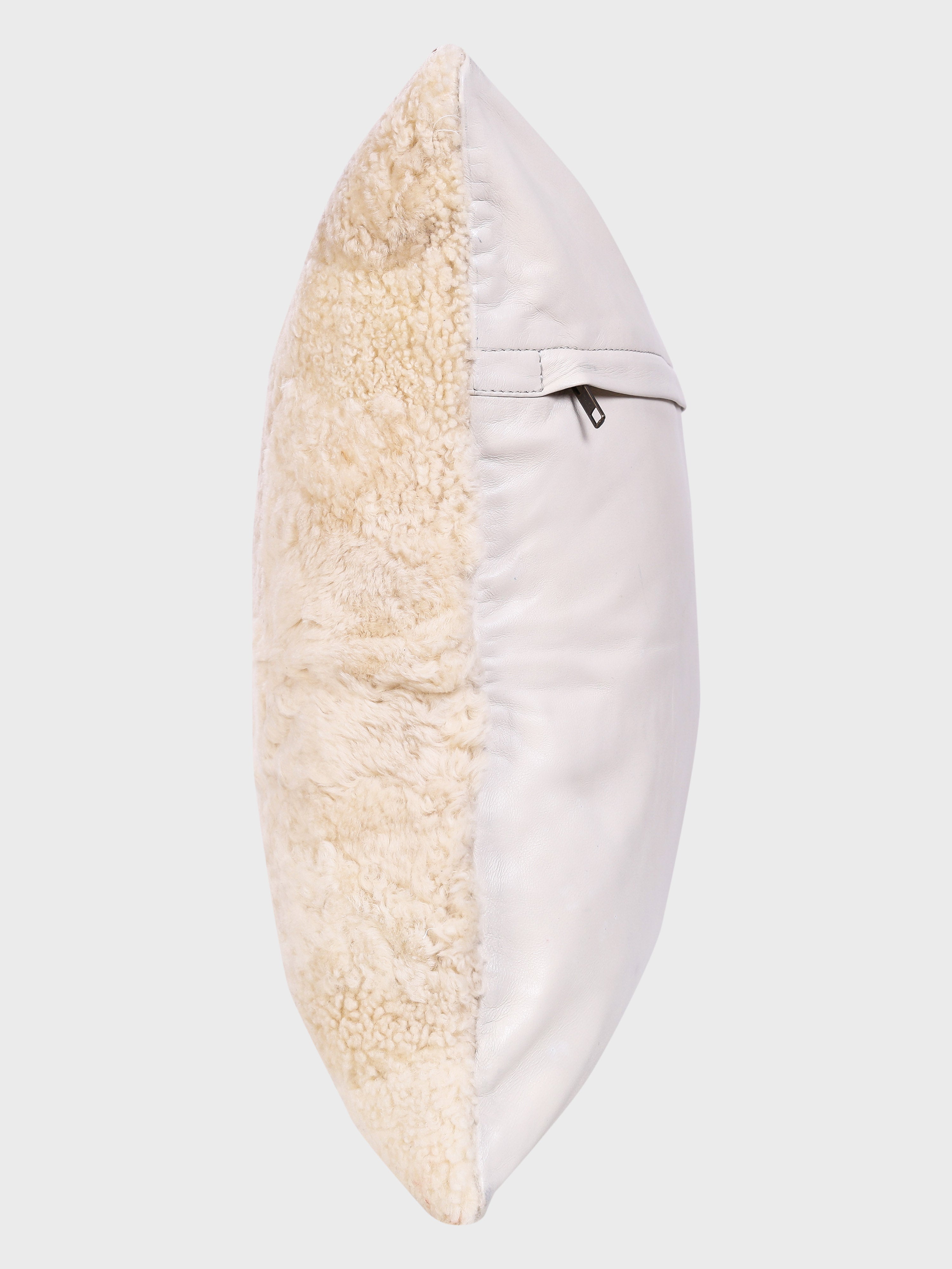 Front - Genuine Fur , Patchwork , Back - Genuine Leather , Luxurious Cushion Cover With Cushion