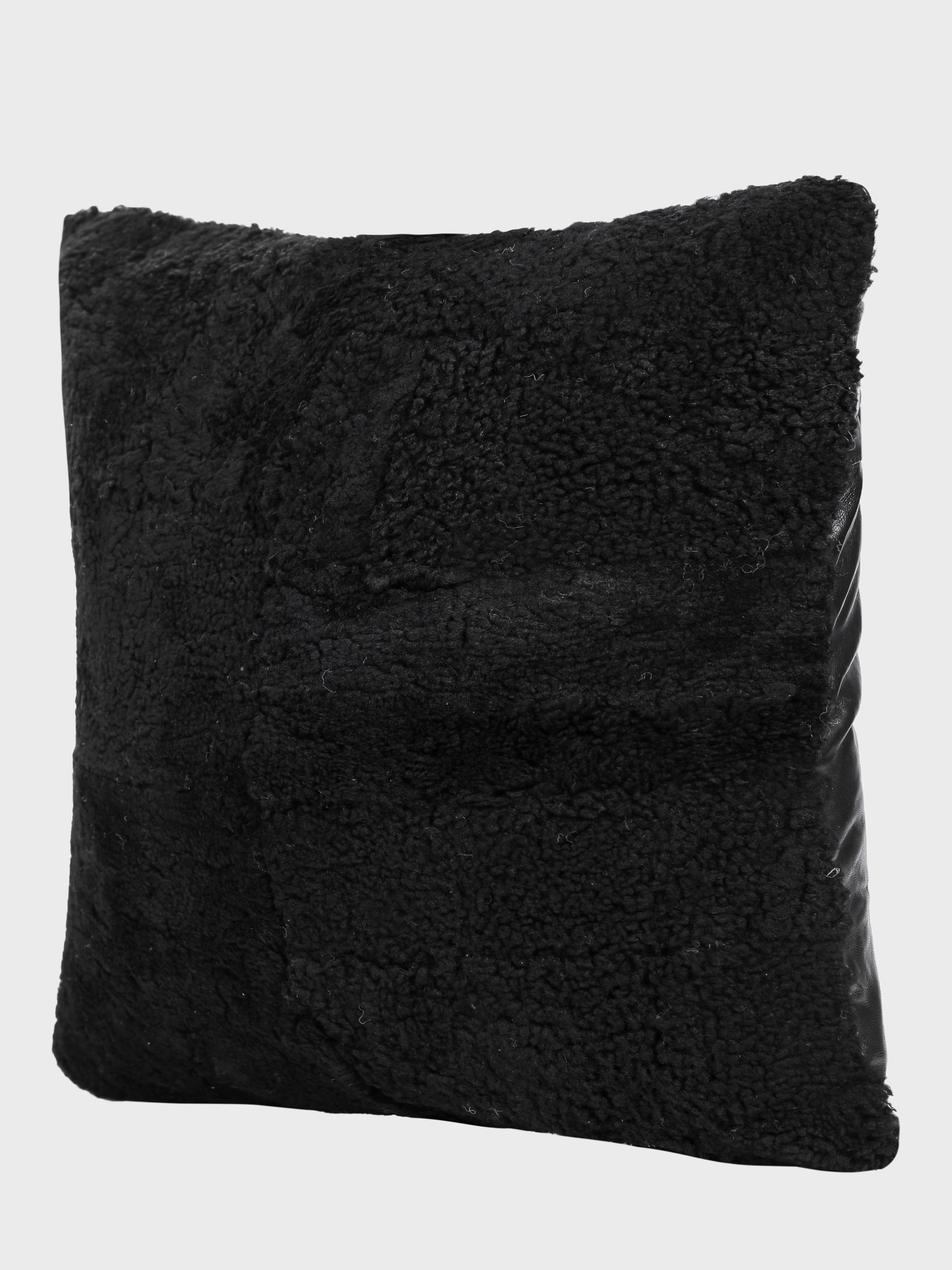 Front - Genuine Fur , Patchwork , Back - Genuine Leather , Luxurious Cushion Cover With Cushion
