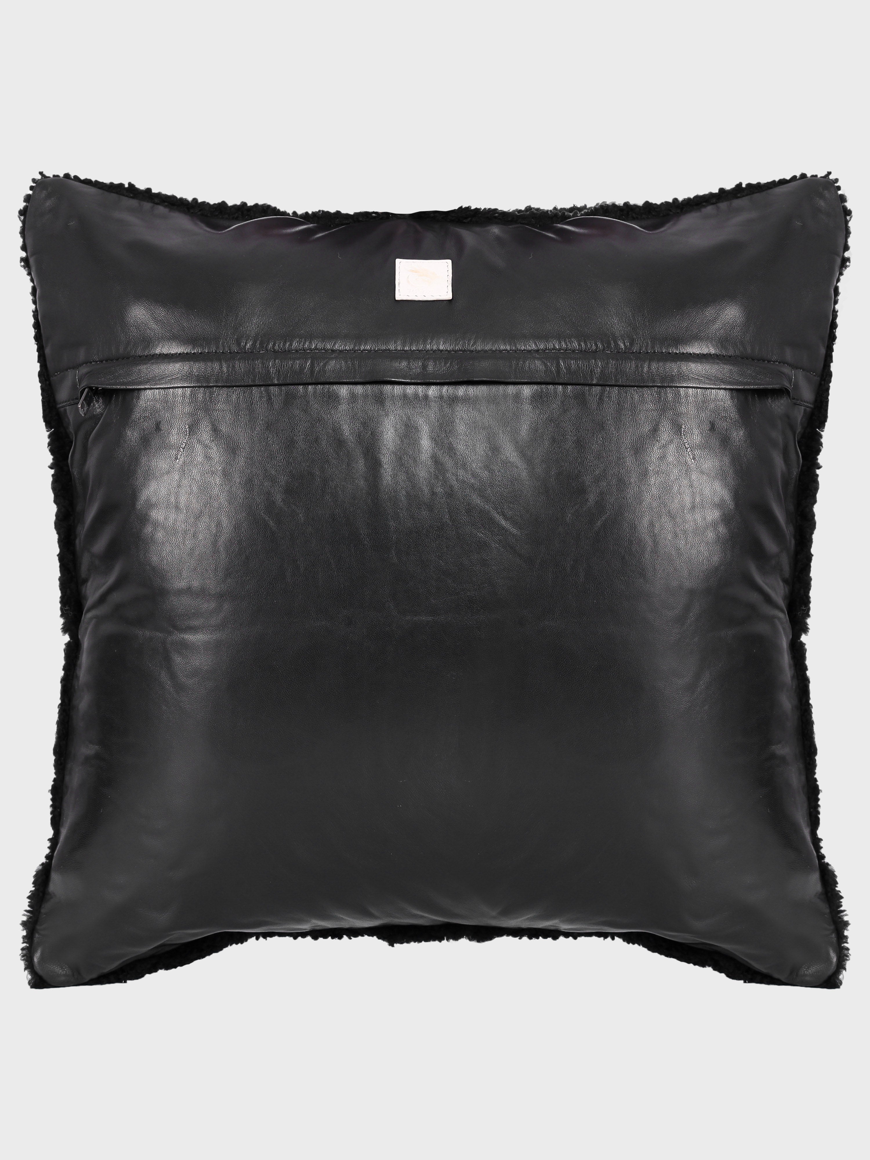 Front - Genuine Fur , Patchwork , Back - Genuine Leather , Luxurious Cushion Cover With Cushion