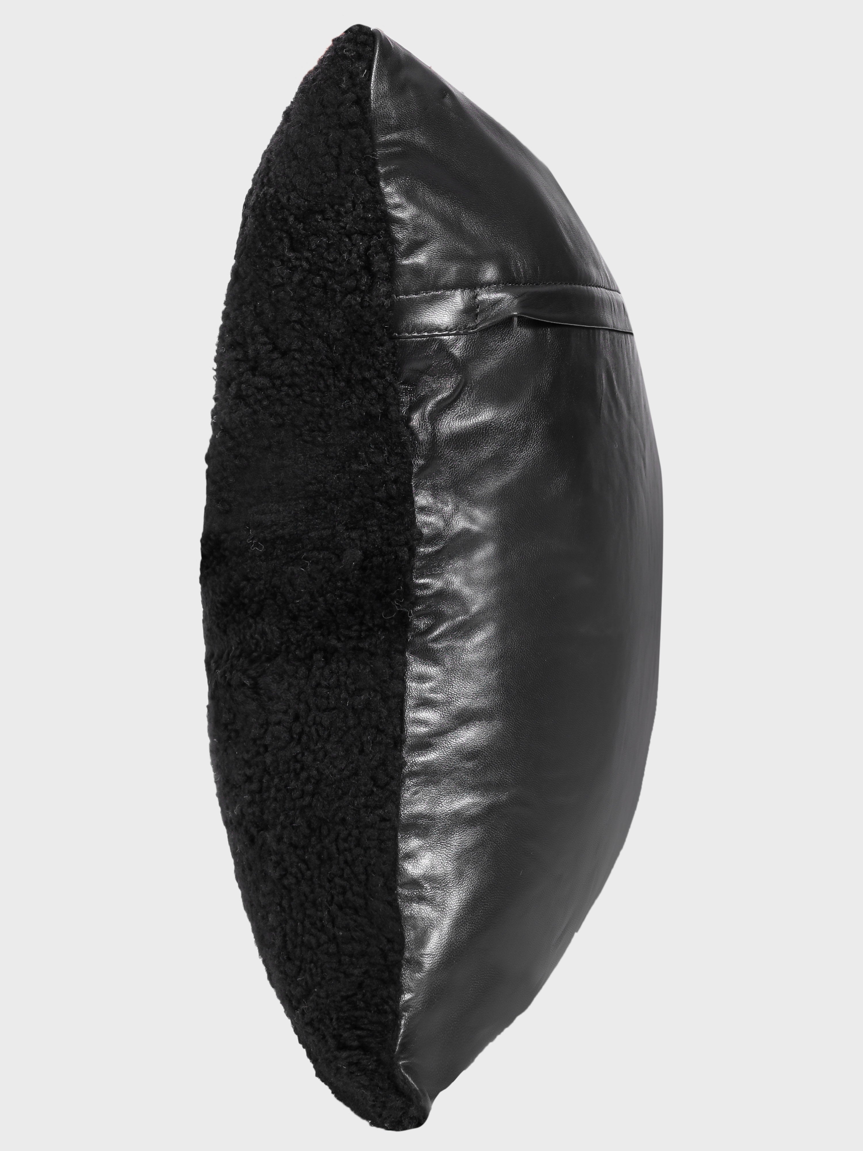 Front - Genuine Fur , Patchwork , Back - Genuine Leather , Luxurious Cushion Cover With Cushion