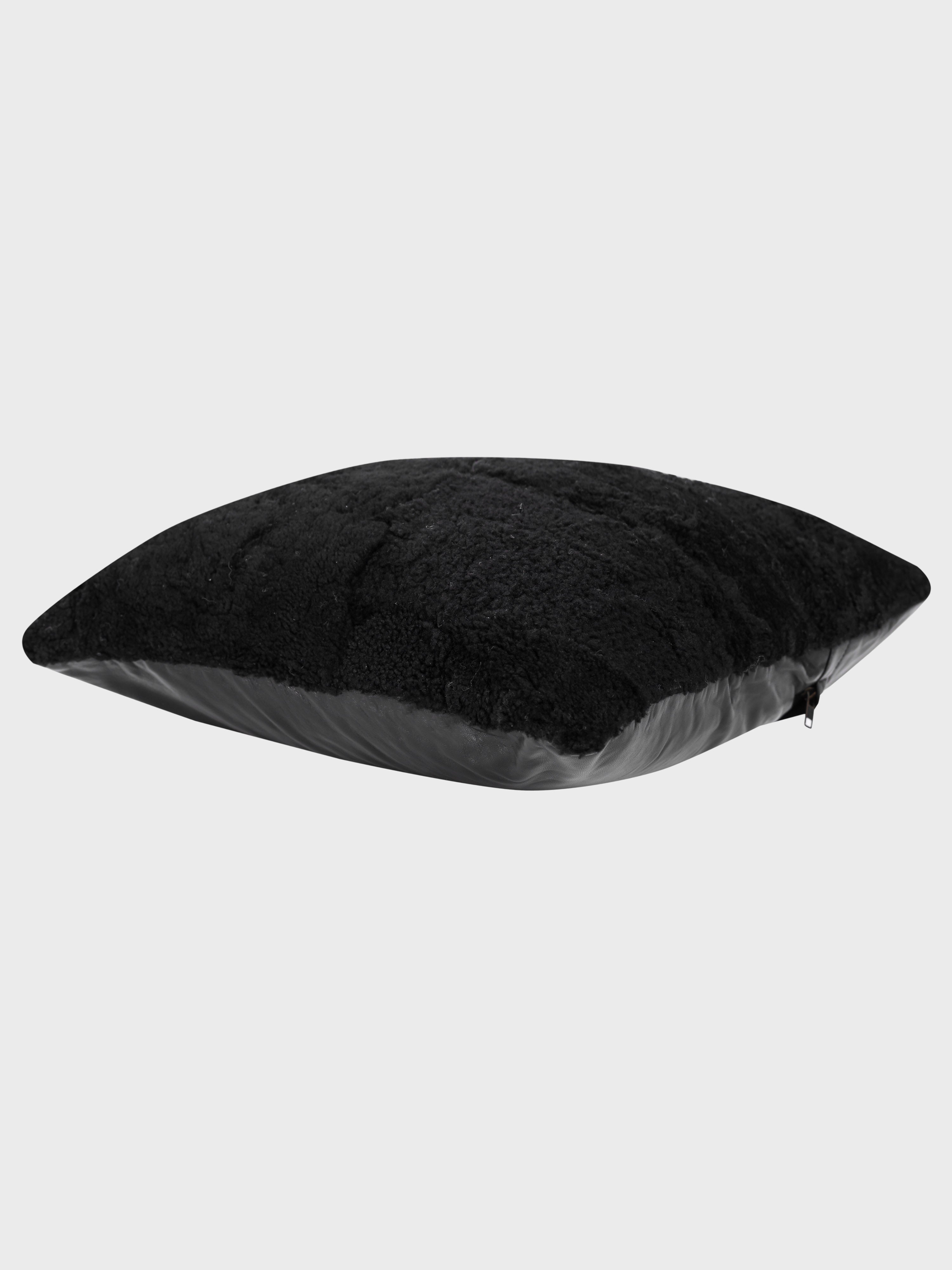 Front - Genuine Fur , Patchwork , Back - Genuine Leather , Luxurious Cushion Cover With Cushion