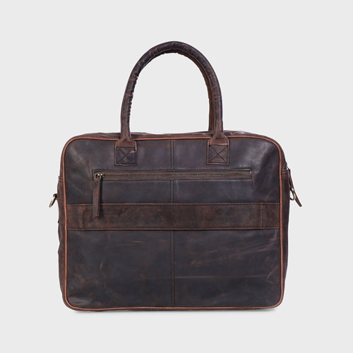Genuine Leather Office Bag - Oil Pullup Leather Portfolio , With Adjustable Shoulder Strap , Can Accommodate 15 " Laptop