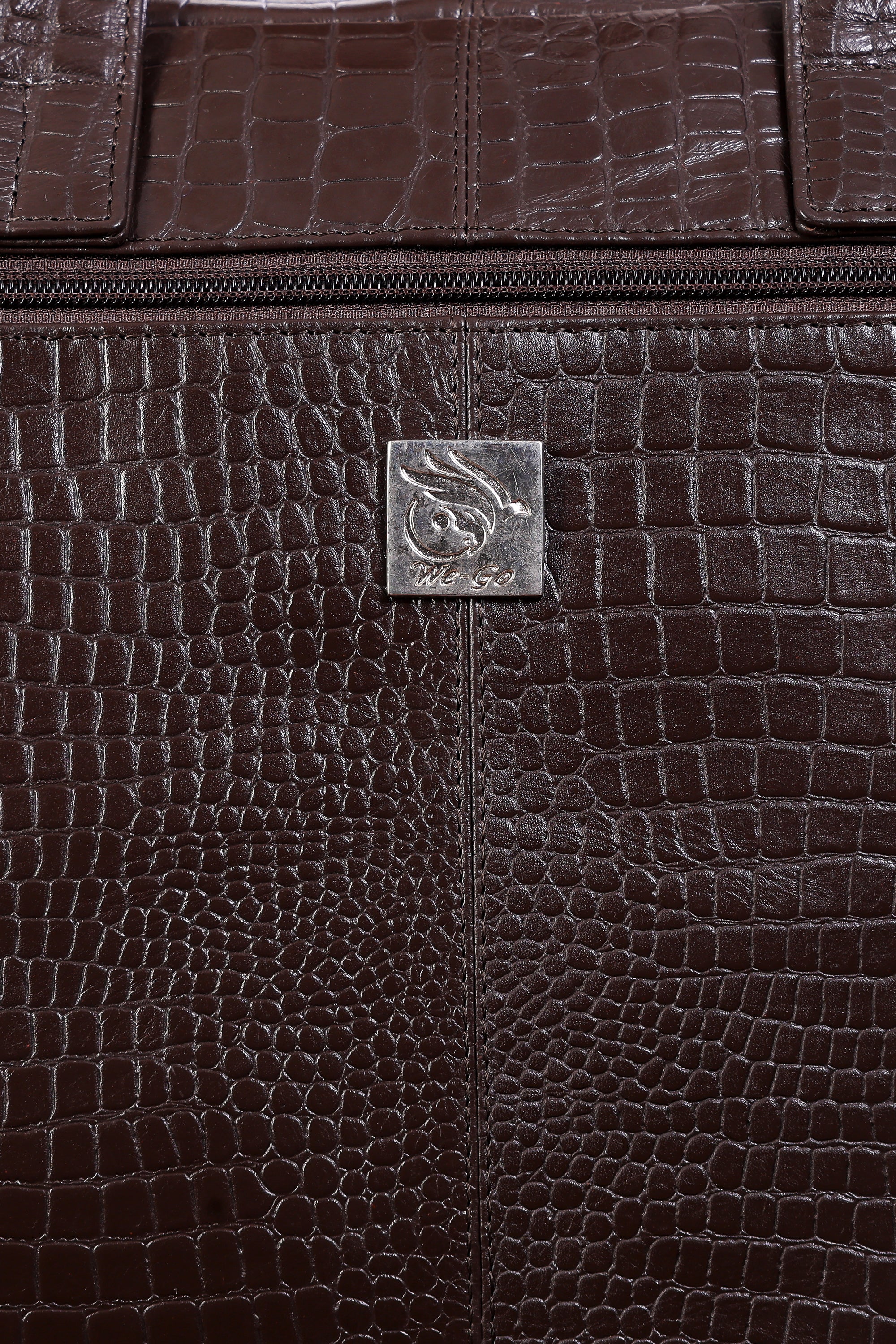 Genuine Leather Office Bag - Crocodile Embossed Print Leather Portfolio , With Adjustable Shoulder Strap , Can Accommodate 15 " Laptop
