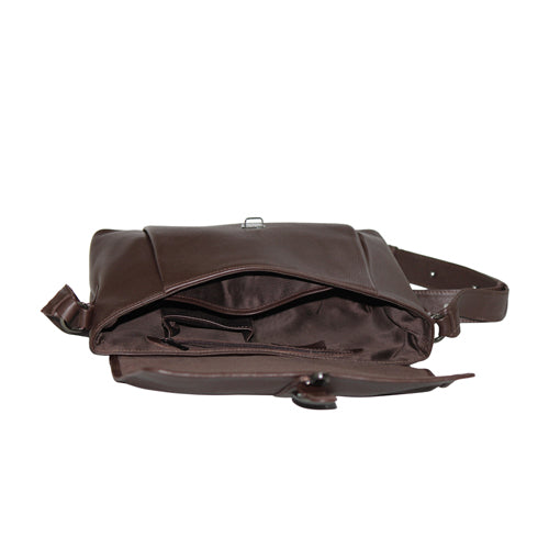 Genuine Leather Unisex Messenger Bag With Slot Inside For I Pad , Mobile