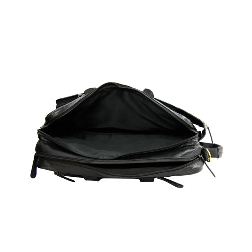 Genuine Leather Multipurpose Briefcase Bag Cum Backpack With Laptop Compartment & Adjustable Shoulder Strap