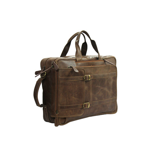 Genuine Leather Multipurpose Briefcase Bag Cum Backpack With Laptop Compartment & Adjustable Shoulder Strap