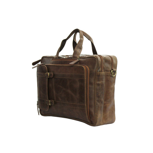 Genuine Leather Multipurpose Briefcase Bag Cum Backpack With Laptop Compartment & Adjustable Shoulder Strap
