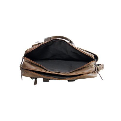 Genuine Leather Multipurpose Briefcase Bag Cum Backpack With Laptop Compartment & Adjustable Shoulder Strap