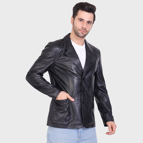 Genuine Leather , Soft Supple Light Weight Mens Leather Blazer