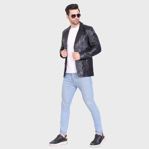 Genuine Leather , Soft Supple Light Weight Mens Leather Blazer