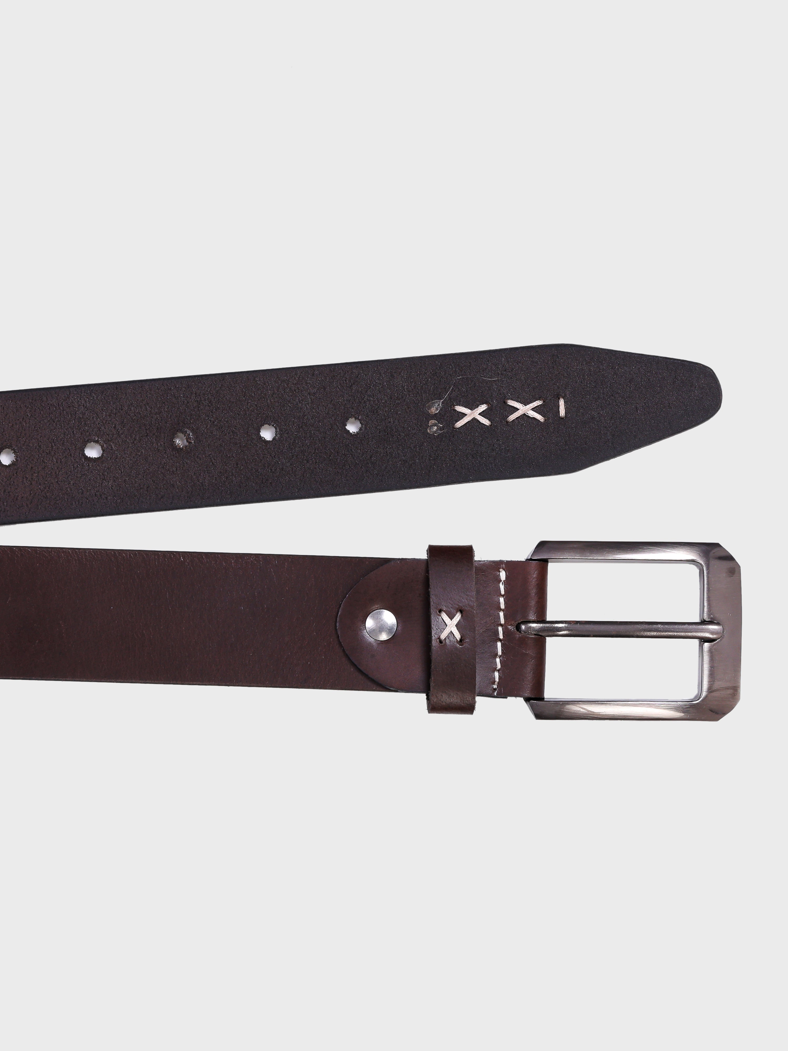 Genuine Leather Men's 40mm Belt with Hand-Stitched Weave Detail