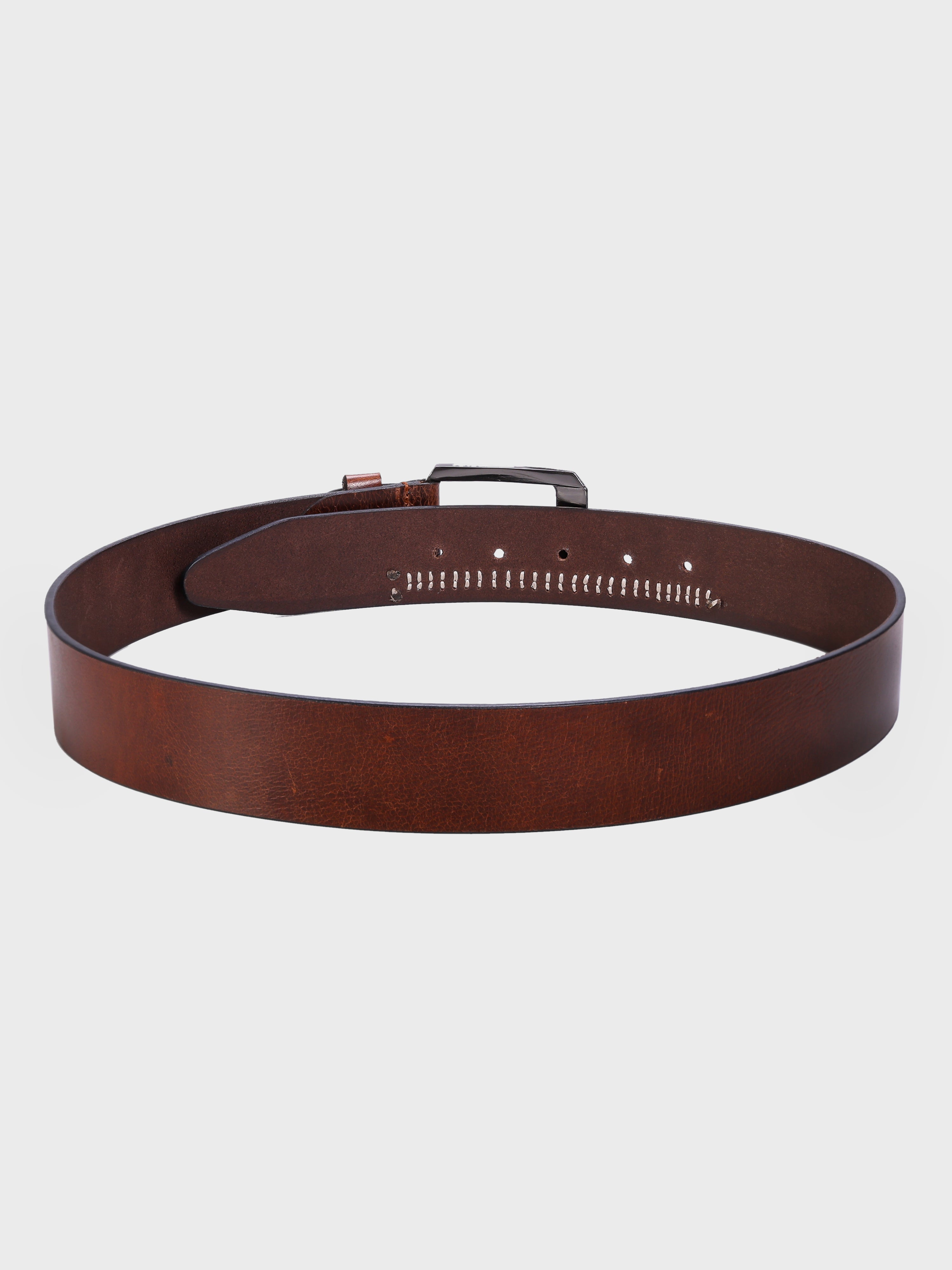 Genuine Leather Men's 40mm Belt with Hand-Stitched Weave Detail