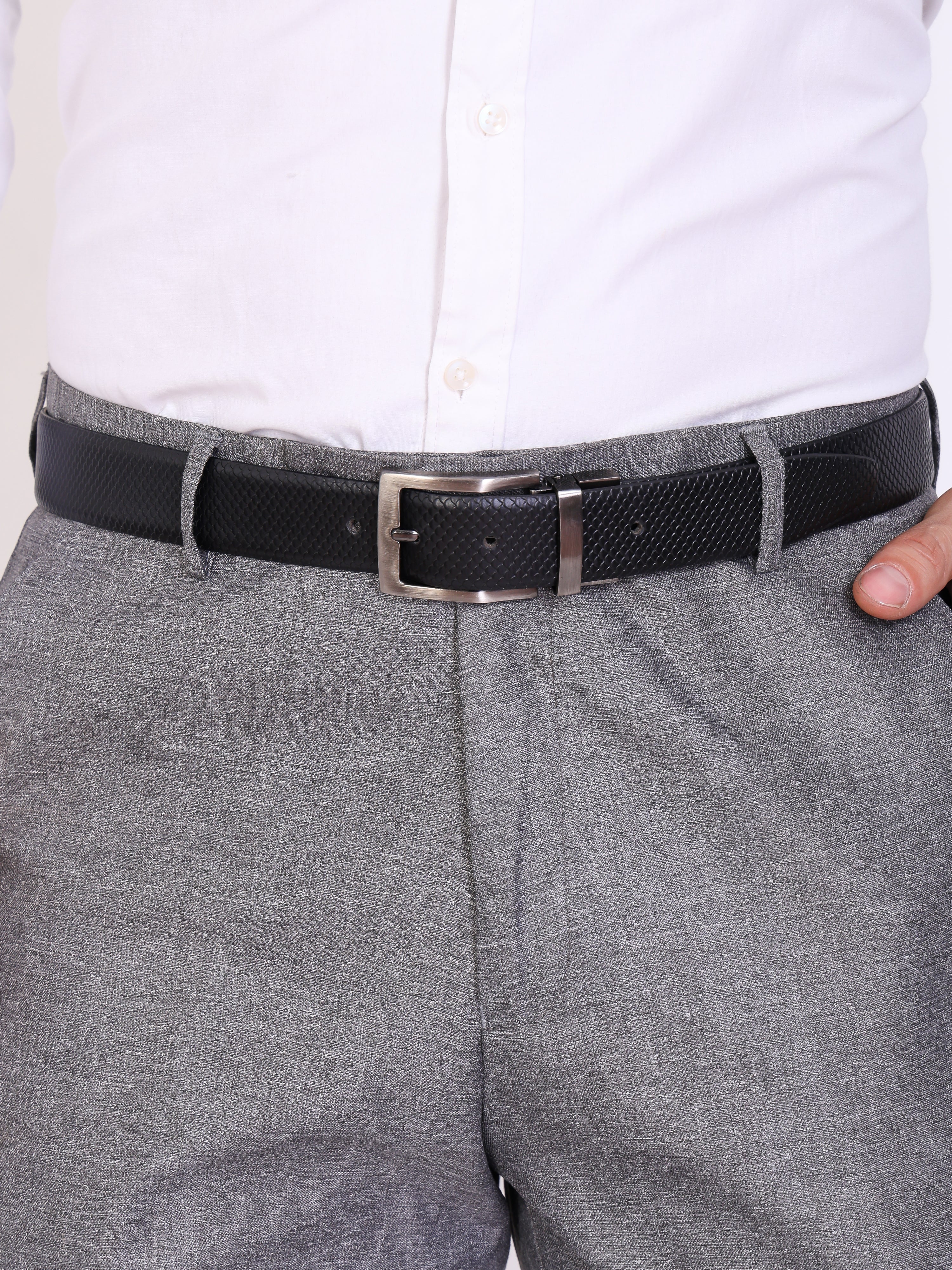 Genuine Leather - Men Formal Reviersible Belt Black / Brown - 35 mm Width