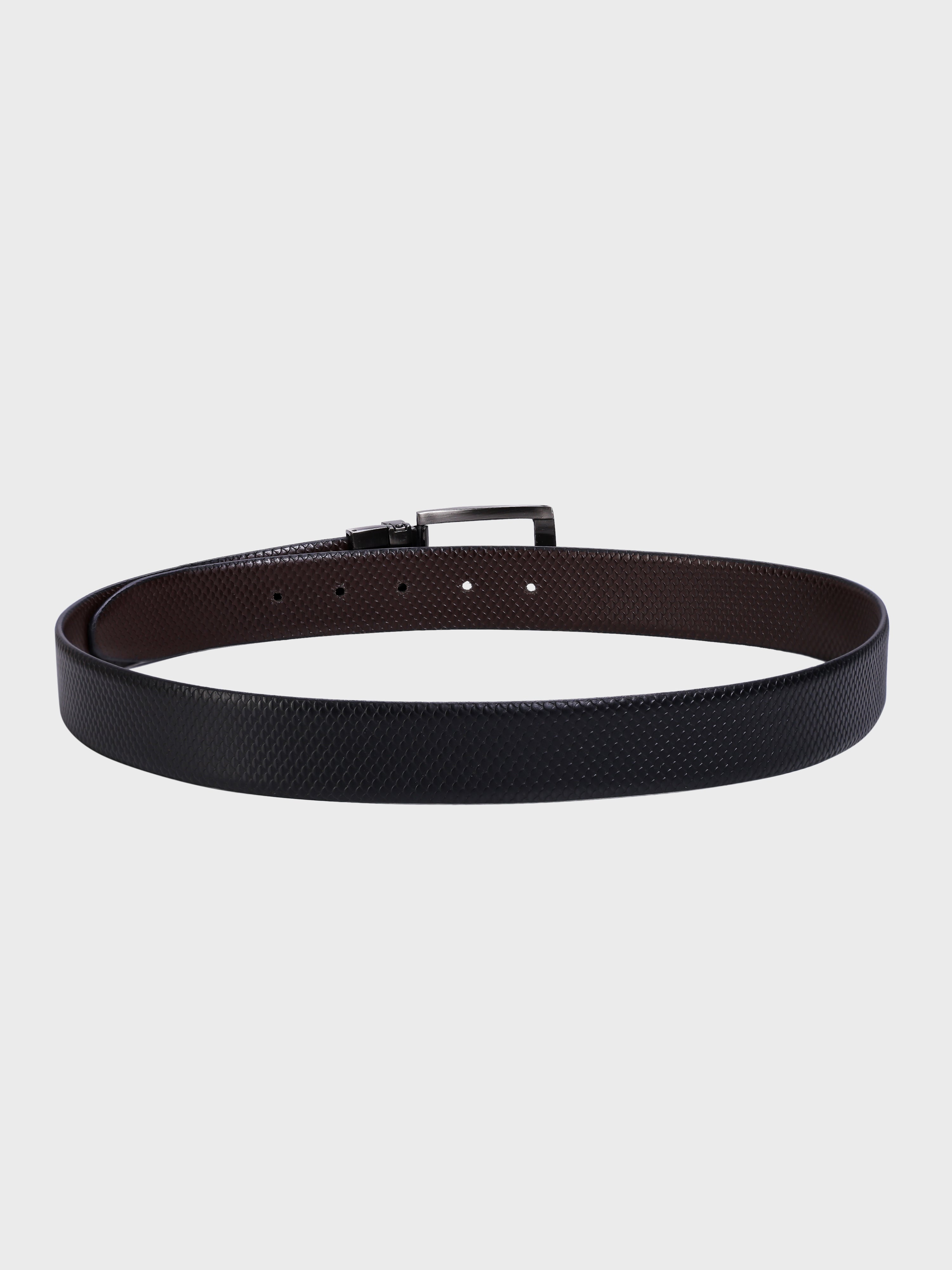 Genuine Leather - Reptile Embossed Print - Men Formal Reviersible Belt Black / Brown - 35 mm Width