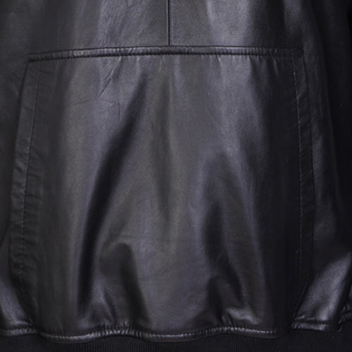 Genuine Leather, Men's Leather Hoody Jacket