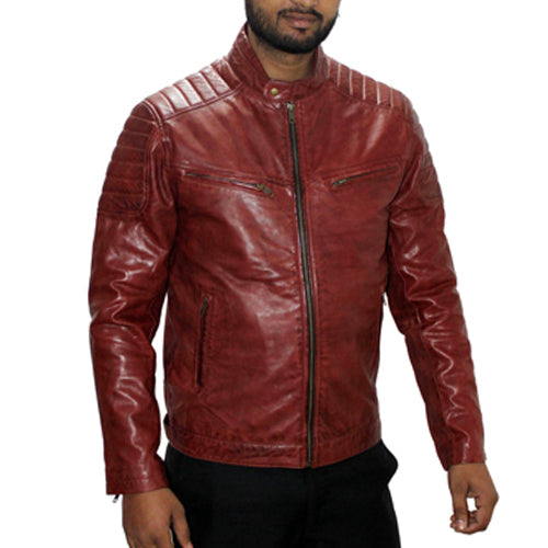 Two Tone Genuine Leather , Men's Leather Jacket