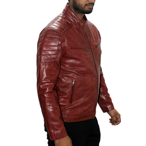 Two Tone Genuine Leather , Men's Leather Jacket