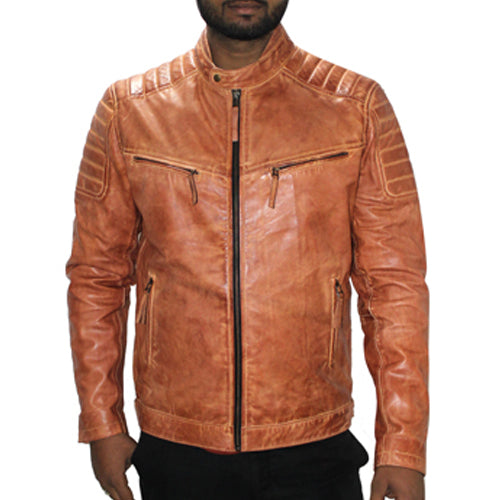 Two Tone Genuine Leather , Men's Leather Jacket
