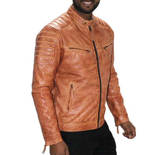 Two Tone Genuine Leather , Men's Leather Jacket