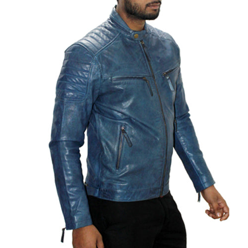 Two Tone Genuine Leather , Men's Leather Jacket