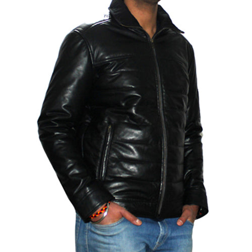 Genuine Leather Quilted Luxurious Men's Jacket Color Black