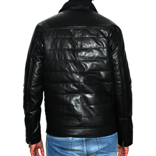 Genuine Leather Quilted Luxurious Men's Jacket Color Black