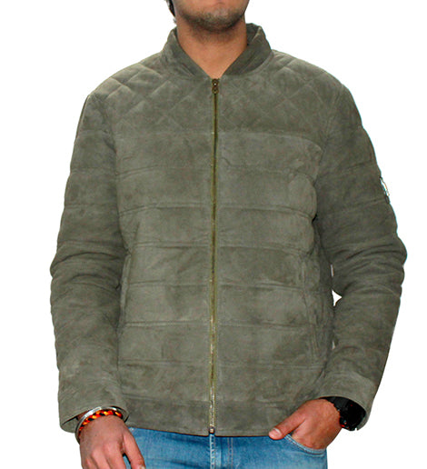Quilted Genuine Suede Leather Biker Jacket