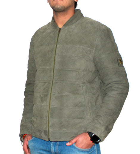 Quilted Genuine Suede Leather Biker Jacket