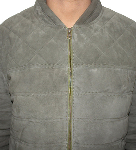 Quilted Genuine Suede Leather Biker Jacket