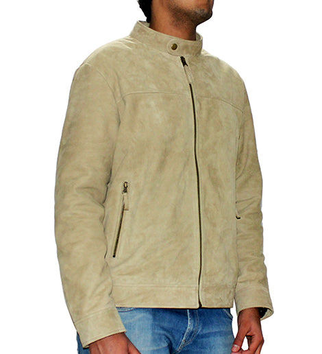 Genuine Suede Leather Classic Jacket Color Sand
